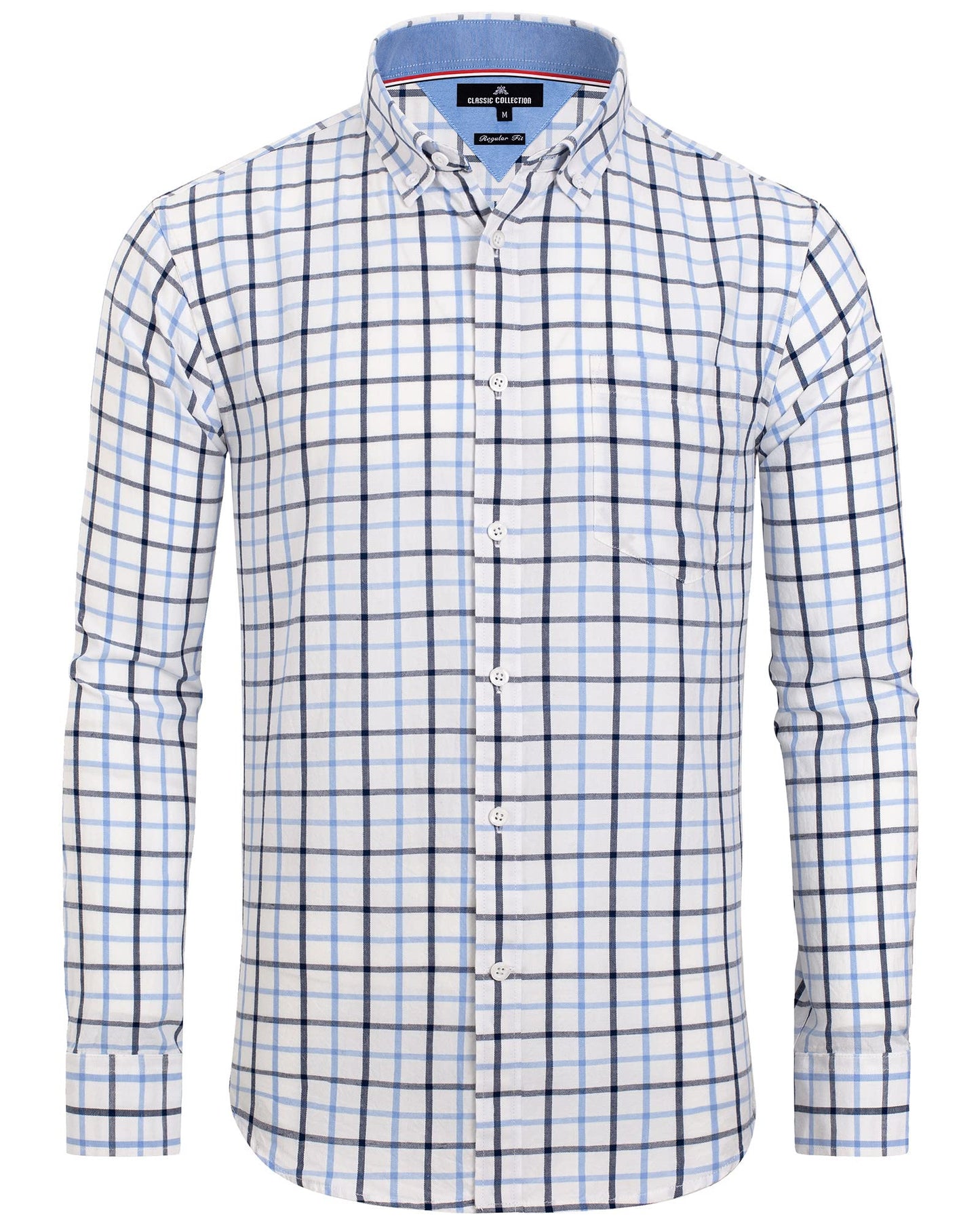 HOTAlimens & Gentle Men's Plaid Button Down Shirts Cotton Long Sleeve Dress Shirts Regular Fit Gingham Shirts