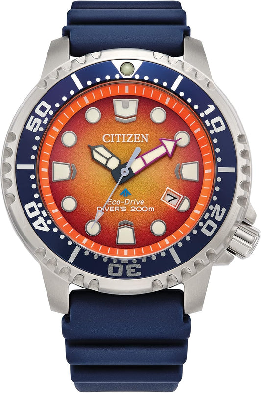 HOTCitizen Promaster Dive Eco-Drive Watch, 3-Hand Date, ISO Certified, Luminous Hands and Markers, Rotating Bezel