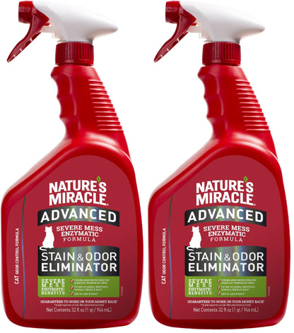 HOTNature's Miracle Advanced Cat Stain and Odor Eliminator Spray, Severe Mess Enzymatic Formula For Tough Pet Messes, 32 oz