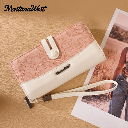 HOTWallet for Women Large Wristlet Wallet RFID Blocking Western Wallets Pink | With 13 Card Slots, 1 Clear ID Window, 3 Bill Compartments and 1 Large Zipper Pocket, Phone Cash Wallet