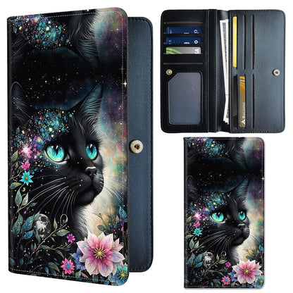 HOTSlim PU Leather Wallet for Women - RFID Blocking Thin Bifold Wallet, Compact Travel Wallet with Card Slots & ID Window, Stylish and Practical Womens Wallet for Everyday Use, Black Cat