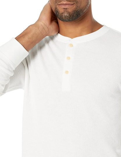 HOTAmazon Essentials Men's Long Sleeve Waffle Henley Shirt