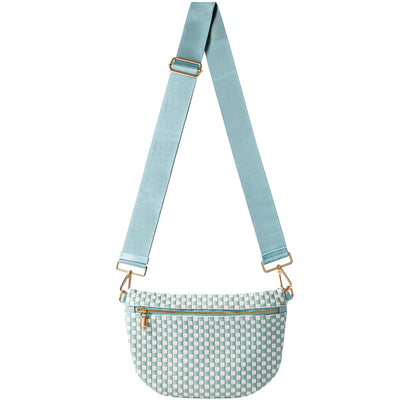 HOTWoven Crossbody Bag for Women, Checkered PU Bum Bag Sling Purse with Adjustable Strap for Travel, Festivals