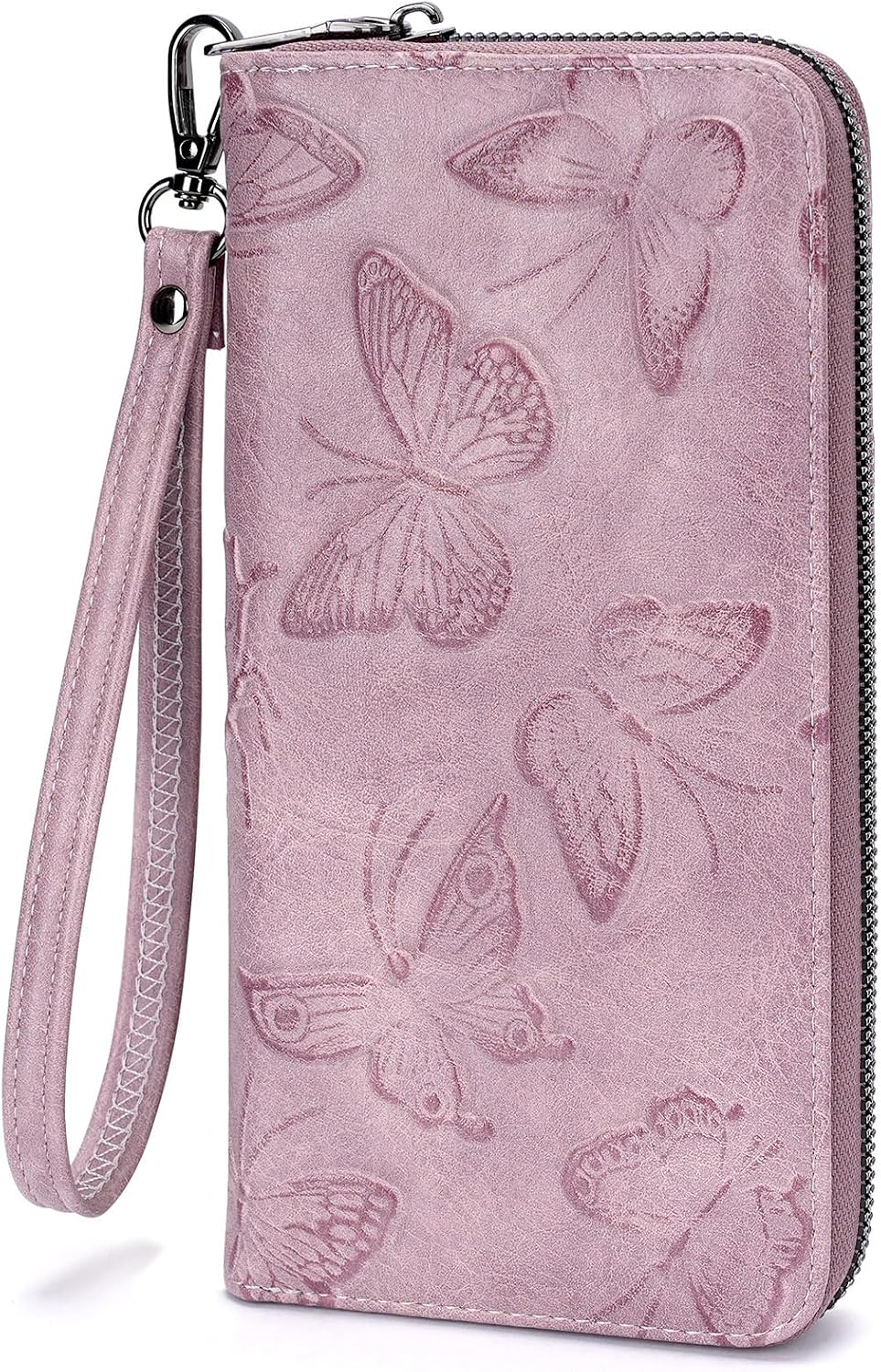 HOTBELTANA Womens Wallet RFID Wallet Women with Passport Holder Butterfly Vegan Leather Multi Card Slots Wallets Large Capacity Wristlet Travel Purse for Women (Purple)