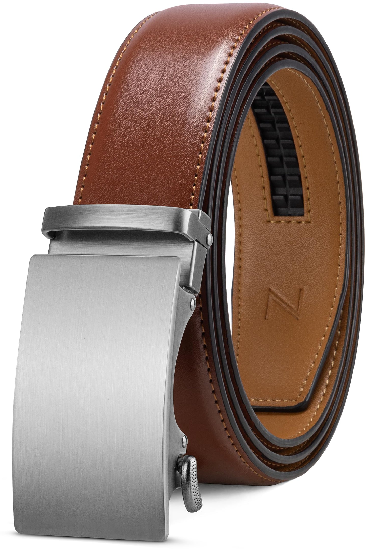 HOTZitahli Belt Men,Leather Ratchet Belt for Men Dress Casual Every Day with Adjustable Buckle,Trim to Fit For Gift