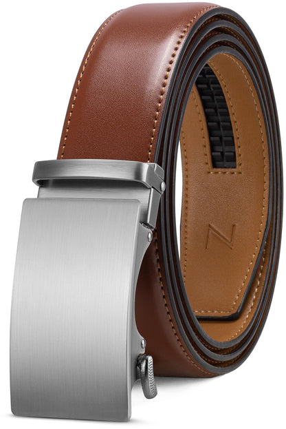 HOTZitahli Belt Men,Leather Ratchet Belt for Men Dress Casual Every Day with Adjustable Buckle,Trim to Fit For Gift