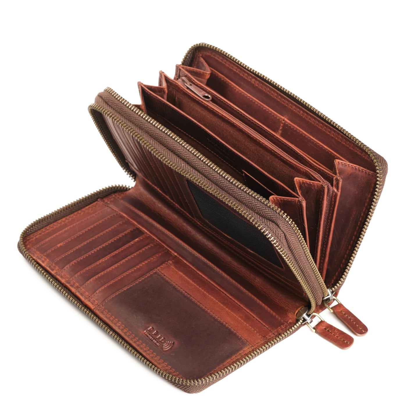 HOTLeather RFID Wallet Women – Modern RFID Womens Wallet- Big Multiple Compartments – Credit Card Holder – Handcrafted Genuine Leather -Carteras de Mujer Piel