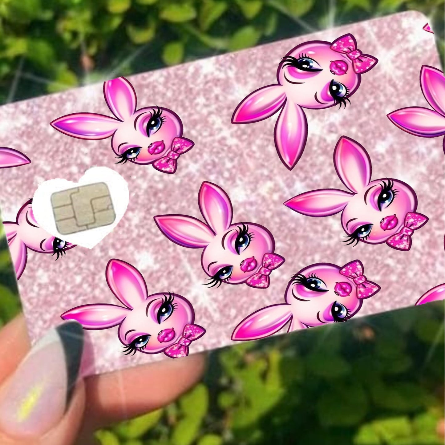 HOTExotixCard The Original Reflective Sticker Ultra Bling Debit - Credit Card Shiny Skin Removable Cover Especially Bright Back Information Card Cover Silver Heart ExotixLuv Luxury (Bow Pink Hot)