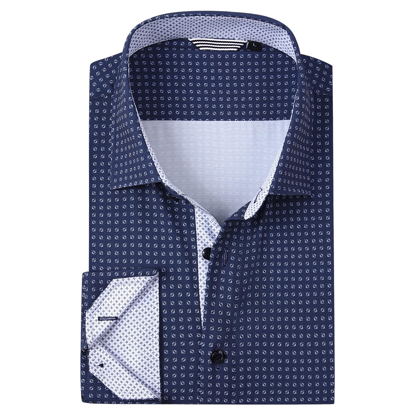 HOTAlex Vando Mens Printed Dress Shirts Regular Fit Casual Button Down Shirt | Wrinkle resistant, Machine washable, Contrast on inner collar & cuff, True-to-size cut, Business & Daily, Easy outfit pairing