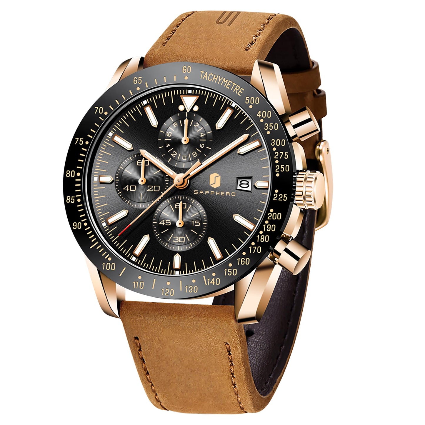 HOTBENYAR Watch for Men Analog Quartz Chronograph Waterproof Luminous Designer Mens Wrist Watches Business Work Sport Casual Dress Watch with Silicone Strap Elegant Gifts for Men