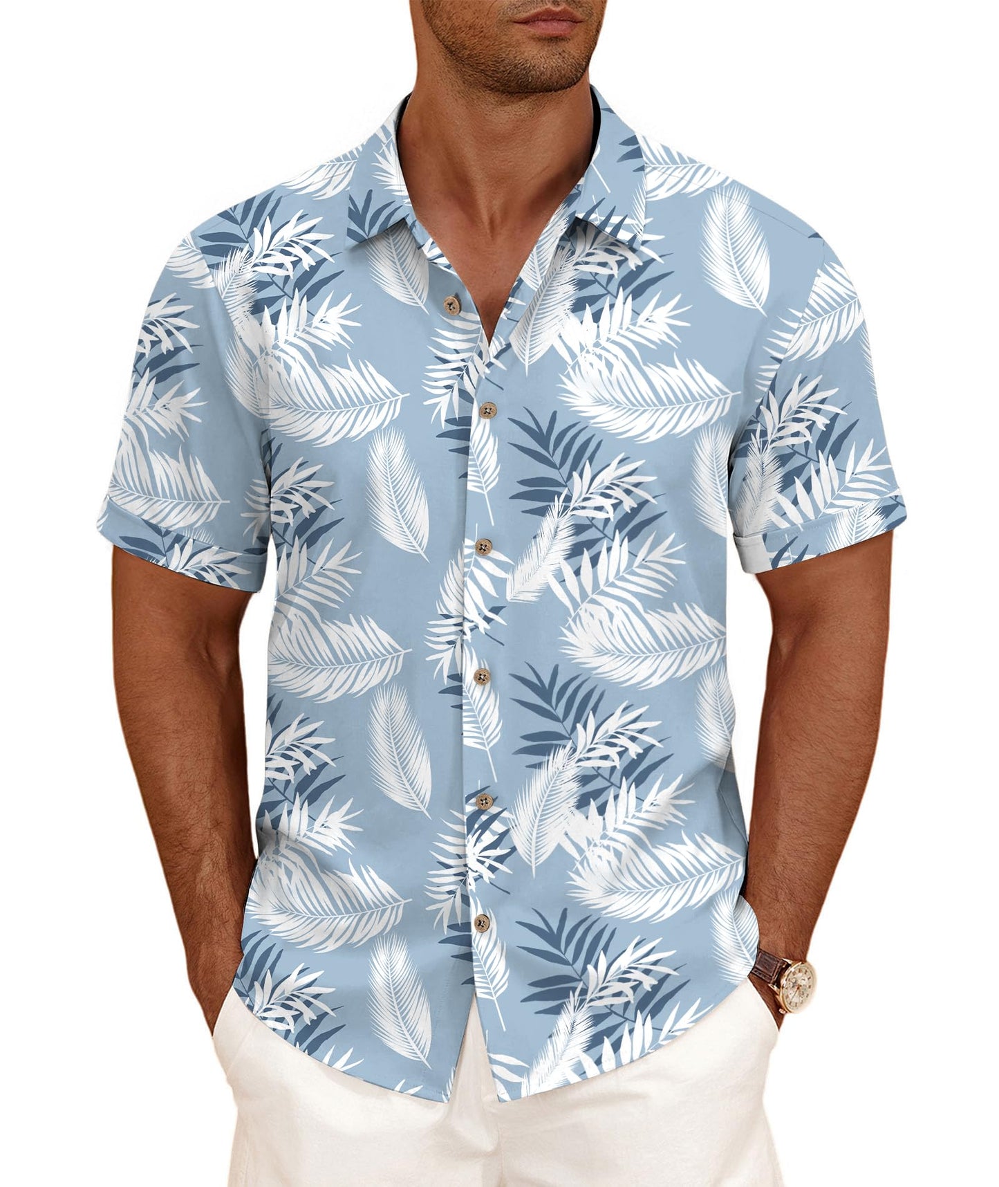 HOTCURBODO Linen Blend Shirts for Men Casual Short Sleeve Button Down Shirt Cool Summer Beach Wedding Vacation Tops