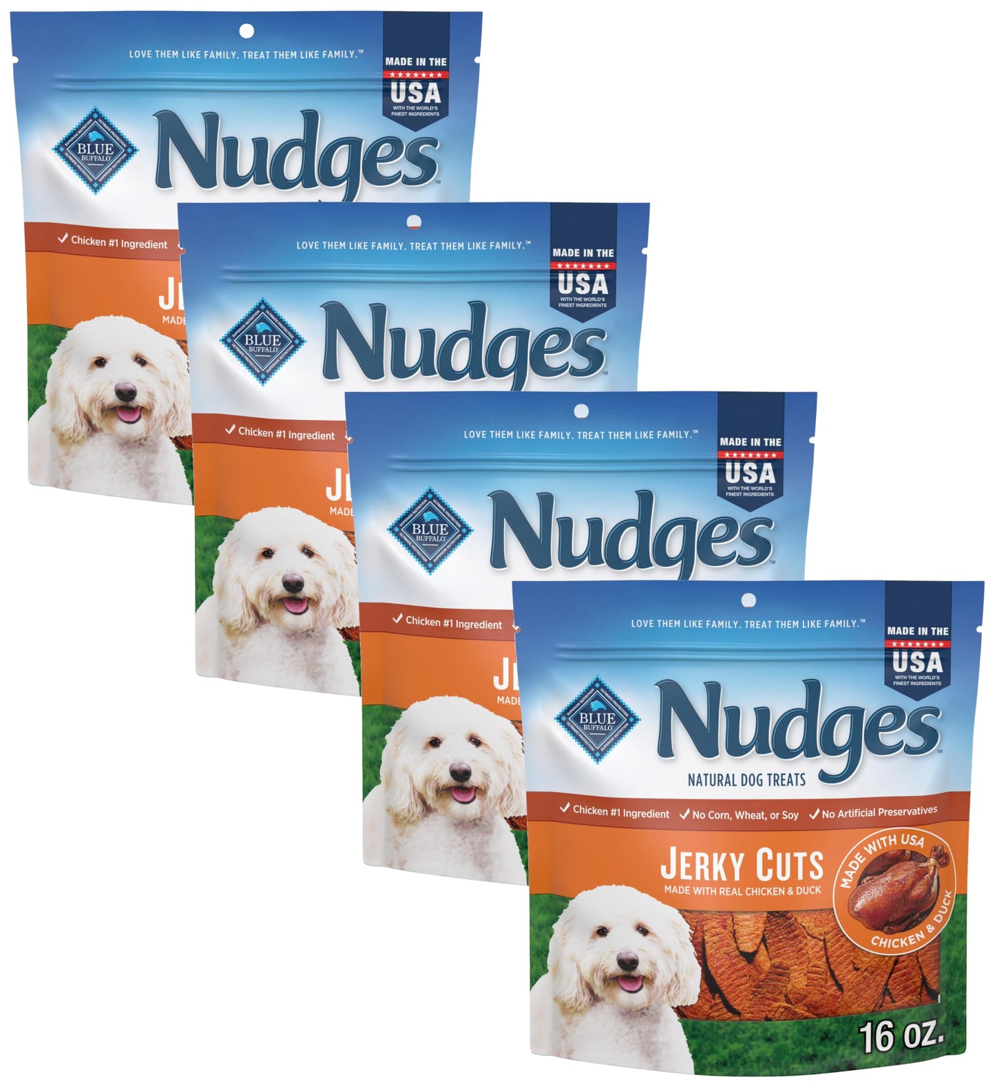 HOTBlue Buffalo Nudges Chicken Jerky Bites Natural Dog Treats, Tender & Meaty Dog Snacks, Healthy Reward or Training Treat, Made in the USA with Real Chicken, No Artificial Preservatives, 16 oz.