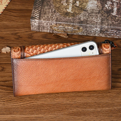 HOTWomen's Wallet Genuine Leather Snap Wallets Vintage Purse Organizer Clutch Bag with Wristlet