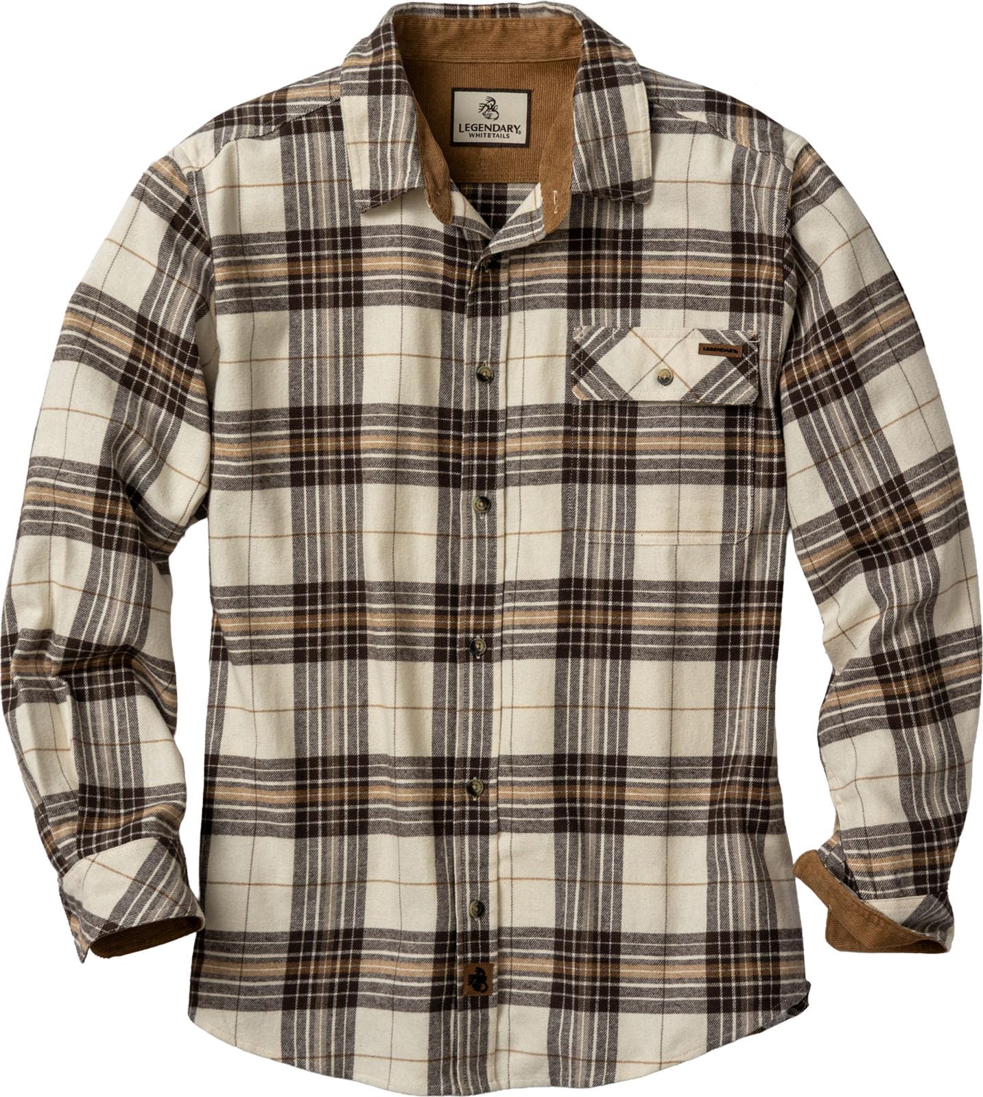 HOTLegendary Whitetails Mens Long Sleeve Button Down 100% Cotton Flannel Shirt