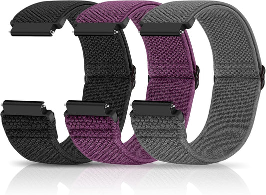 HOTCompatible with 16mm 18mm 19mm 20mm 22mm 24mm Watch Bands Quick Release Replacement Wristband,Adjustable Stretchy Nylon Solo Loop Straps Fabric Braided Sport Elastic Bands for Men Women