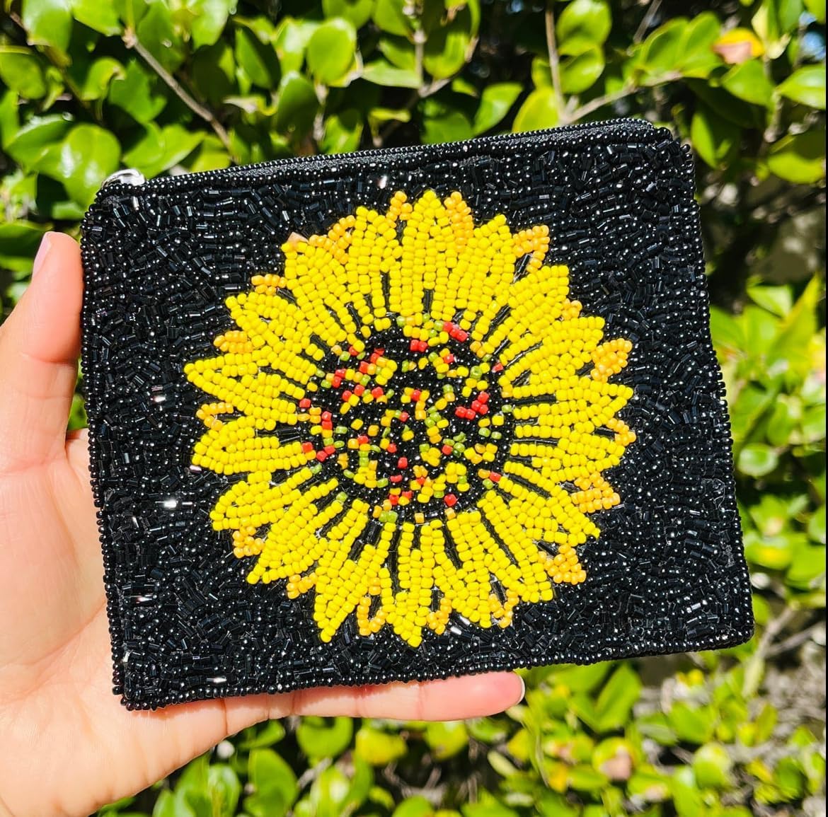 HOTSunflower Beaded Purse Pouch, Small Wallets, Beaded Coin Purse, Sunflower Gifts, Small Pouch, Birthday Gifts, Gift Card Pouch, Mother's Day Gifts