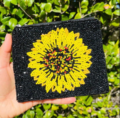 HOTSunflower Beaded Purse Pouch, Small Wallets, Beaded Coin Purse, Sunflower Gifts, Small Pouch, Birthday Gifts, Gift Card Pouch, Mother's Day Gifts