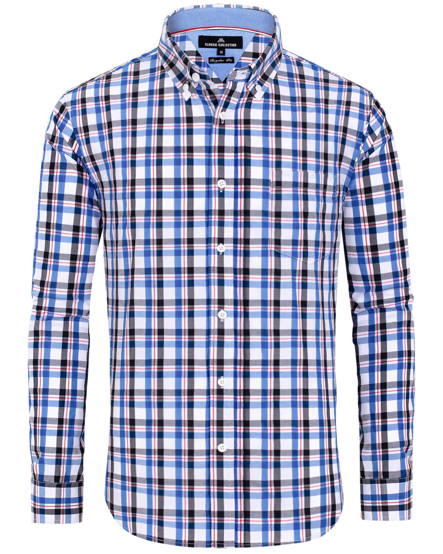 HOTAlimens & Gentle Men's Plaid Button Down Shirts Cotton Long Sleeve Dress Shirts Regular Fit Gingham Shirts