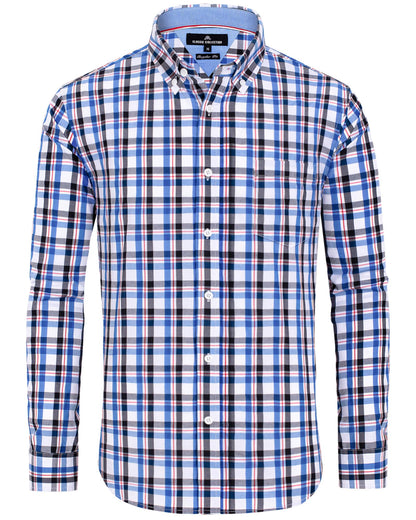 HOTAlimens & Gentle Men's Plaid Button Down Shirts Cotton Long Sleeve Dress Shirts Regular Fit Gingham Shirts