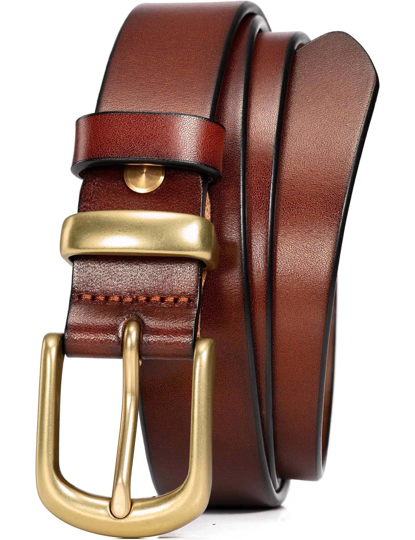 HOTWOLFANT 1.1" Womens Belts for Jeans,100% Italian Full Grain Real Leather | All-Day Comfy Durable Solid Leather Belt with Polished Gold Buckle in Gift Box