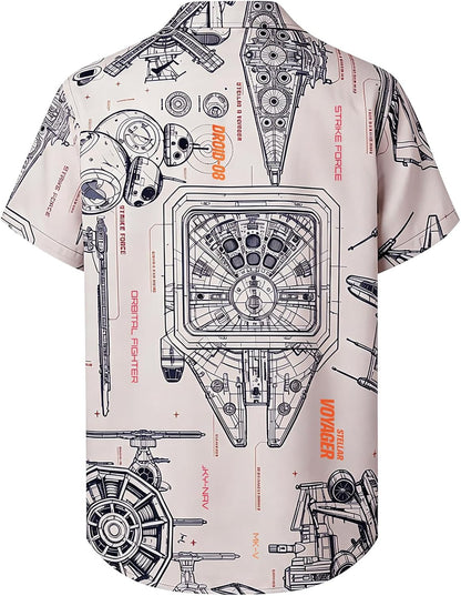 HOTHardaddy Men's Hawaiian Shirt Short Sleeves Printed Button Down Summer Beach Casual Shirts