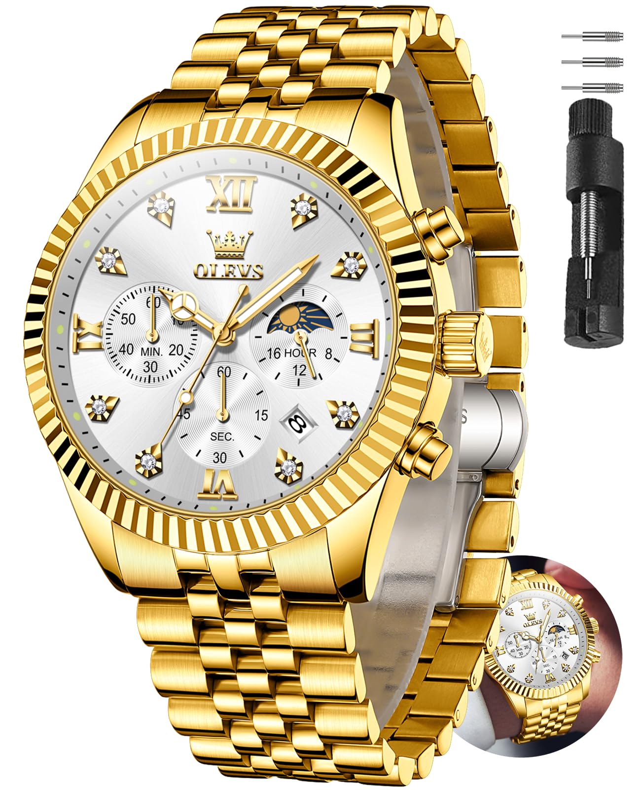 HOTOLEVS Men's Watch,Classic Silver Watches for Men, Waterproof Stainless Steel Roman Numbers Men's Watch Easy to Read