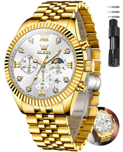 HOTOLEVS Men's Watch,Classic Silver Watches for Men, Waterproof Stainless Steel Roman Numbers Men's Watch Easy to Read