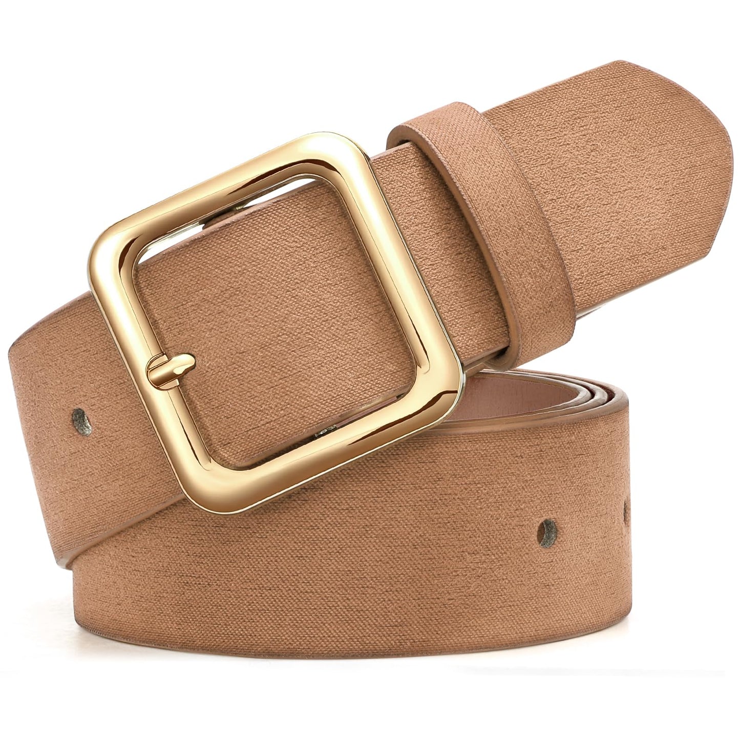 HOTXZQTIVE Women’s Leather Belts for Jeans Pants Dresses Fashion Ladies Black Belt with Square Buckle