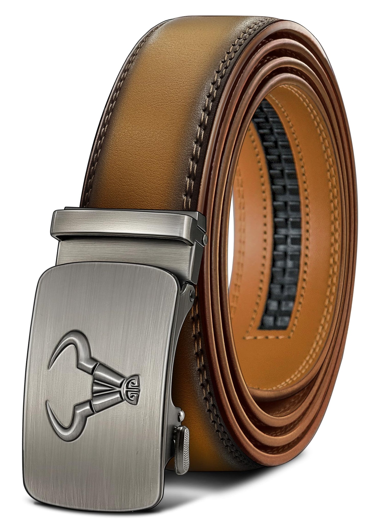 HOTBULLIANT Men's Belt,Brand Ratchet Belt Of Genuine Leather For Gift Men Dress,Size Customized