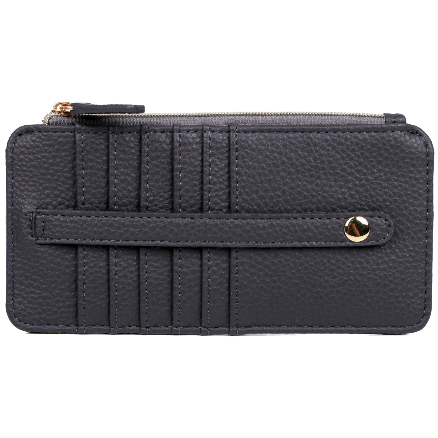 HOTJulia Buxton Vegan Leather Thin Card Case for Women with RFID Blocking, Compact Wallet with 6 Card Slots, ID Window & Zipper Pocket, Ideal Gift, Classic Sage