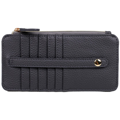 HOTJulia Buxton Vegan Leather Thin Card Case for Women with RFID Blocking, Compact Wallet with 6 Card Slots, ID Window & Zipper Pocket, Ideal Gift, Classic Sage