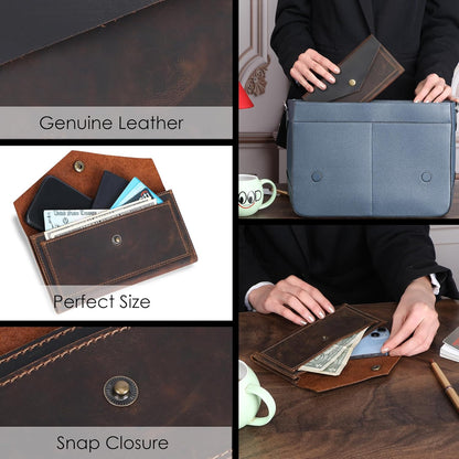 HOTBrown Leather Cash Envelopes for Money - Small Money Pouch With Mobile Holder, Handmade Leather Wallets Currency Holder - Money Organizer for Cash Money Bag for Travel Wallets for Women