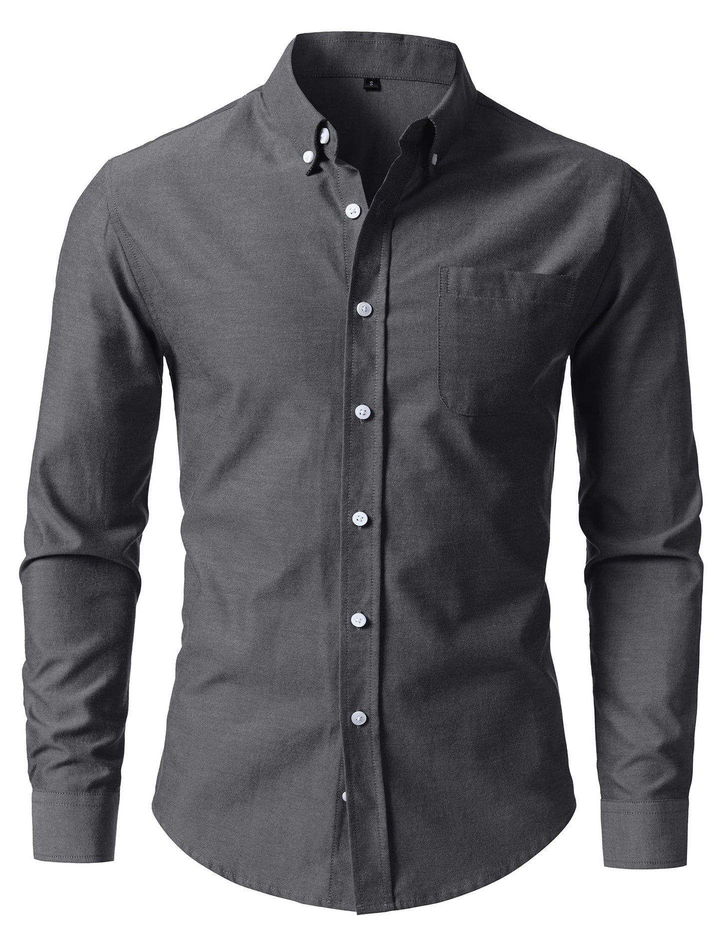 HOTLucMatton Men's Lightweight Oxford Long Sleeve Button Down Shirt Business Casual Slim fit Dress Shirts with Pocket