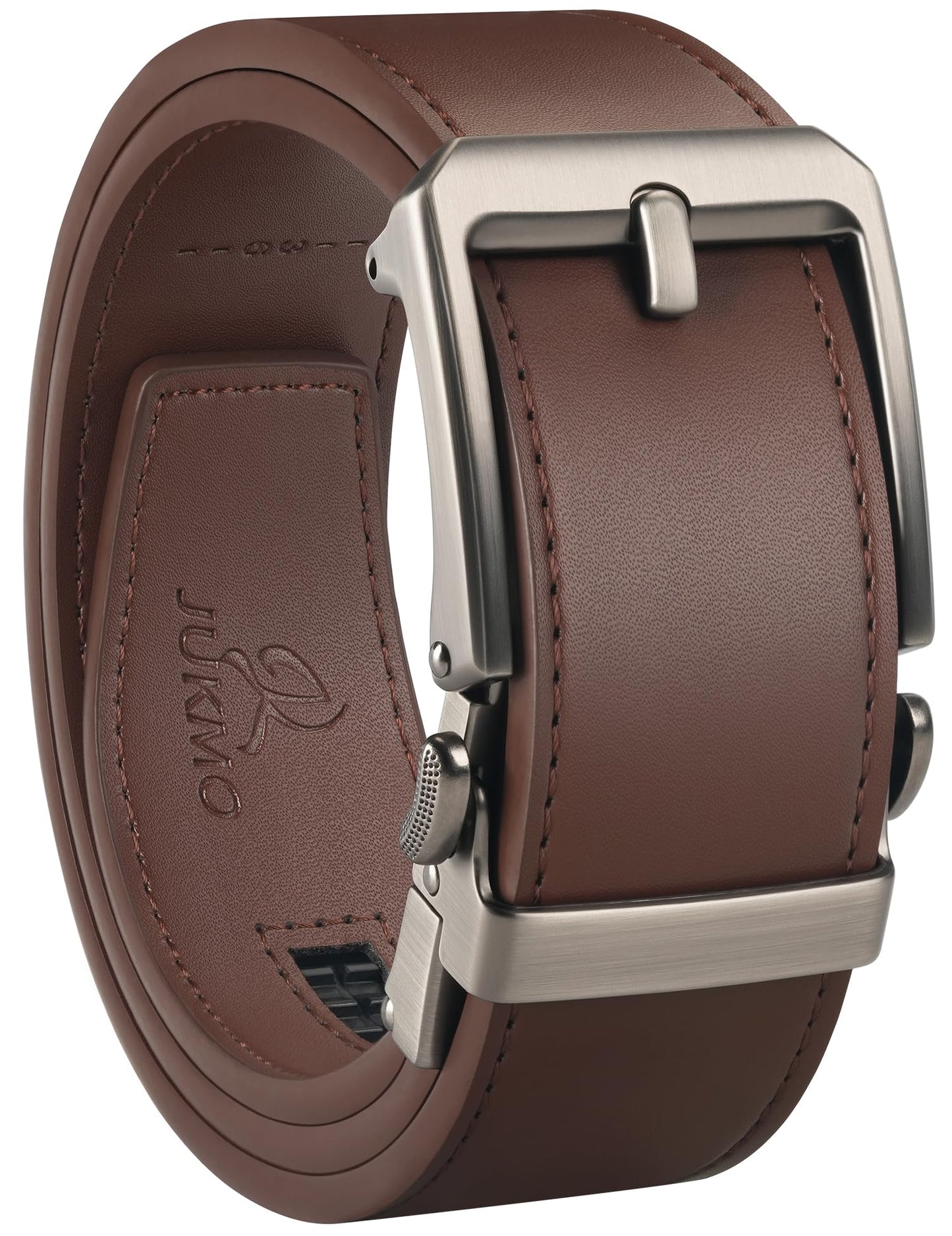 HOTJUKMO 1.5" (38mm) Leather Ratchet Belt for Men in Gift Box | Automatic Slide Buckle, Adjustable Trim to Fit
