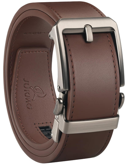 HOTJUKMO 1.5" (38mm) Leather Ratchet Belt for Men in Gift Box | Automatic Slide Buckle, Adjustable Trim to Fit