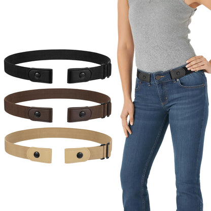 HOTWERFORU 3 Pack 4 Pack No Buckle Invisible Stretch Belt Buckle-Free Elastic Belt for Women and Men