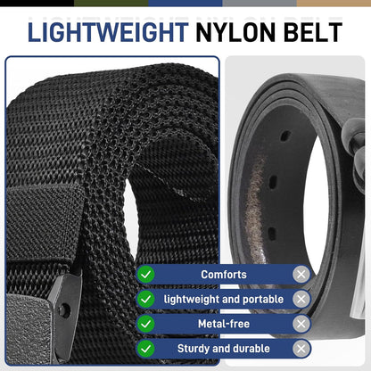 HOTUNGGJKB Tactical Men's Nylon Belts,5 Pack Mens Belts Casual，Military Canvas Outdoor Metal-free Belts