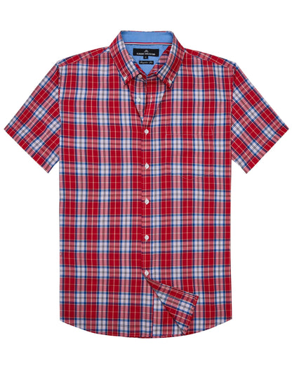 HOTAlimens & Gentle Plaid Mens Short Sleeve Button Down Shirts with Pocket | Lightweight,Button-Down Collar,Regular Fit,Excellent Colors,Breathable,Casual,Cotton Blend,Easy Care