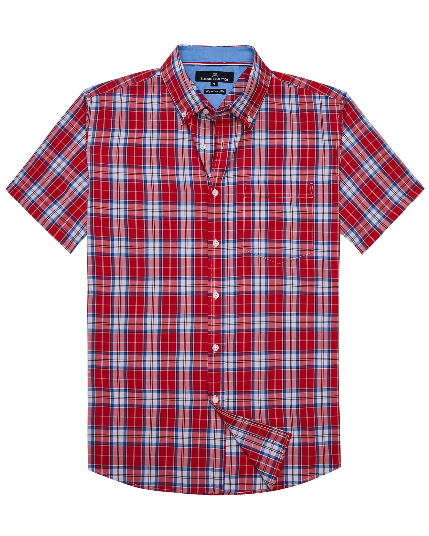 HOTAlimens & Gentle Plaid Mens Short Sleeve Button Down Shirts with Pocket | Lightweight,Button-Down Collar,Regular Fit,Excellent Colors,Breathable,Casual,Cotton Blend,Easy Care