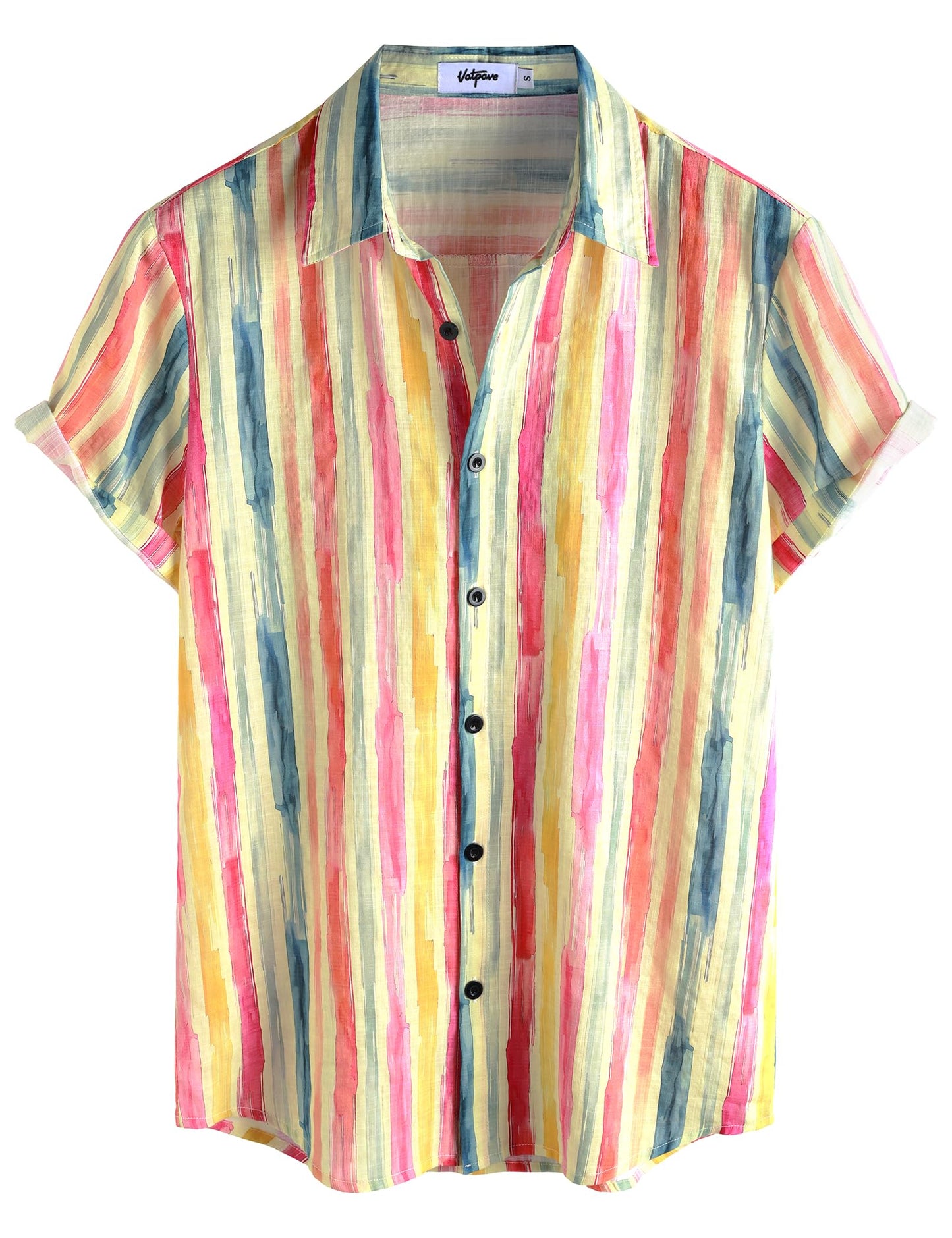HOTVATPAVE Mens Casual Short Sleeve Button Down Shirts Regular Fit Hawaiian Summer Shirt