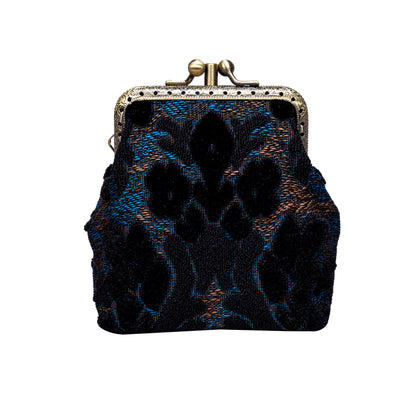 HOTCarpet Bag Double Kiss Clasp Coin Purse Pouch,Vintage Change Wallet Card Holder