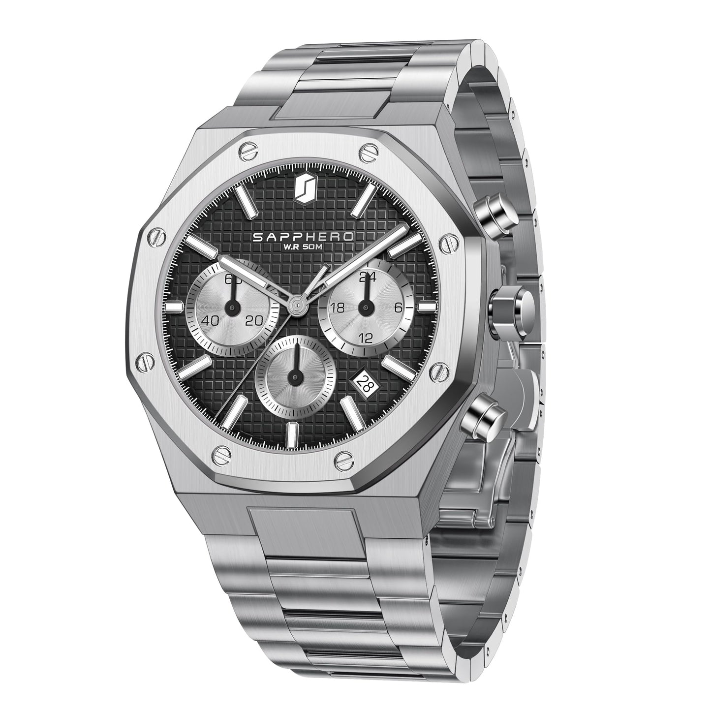 HOTSAPPHERO Mens Watches Stainless Steel Quartz Watch for Men Waterproof Date Clock Fashion Business Wristwatch Gift for Men