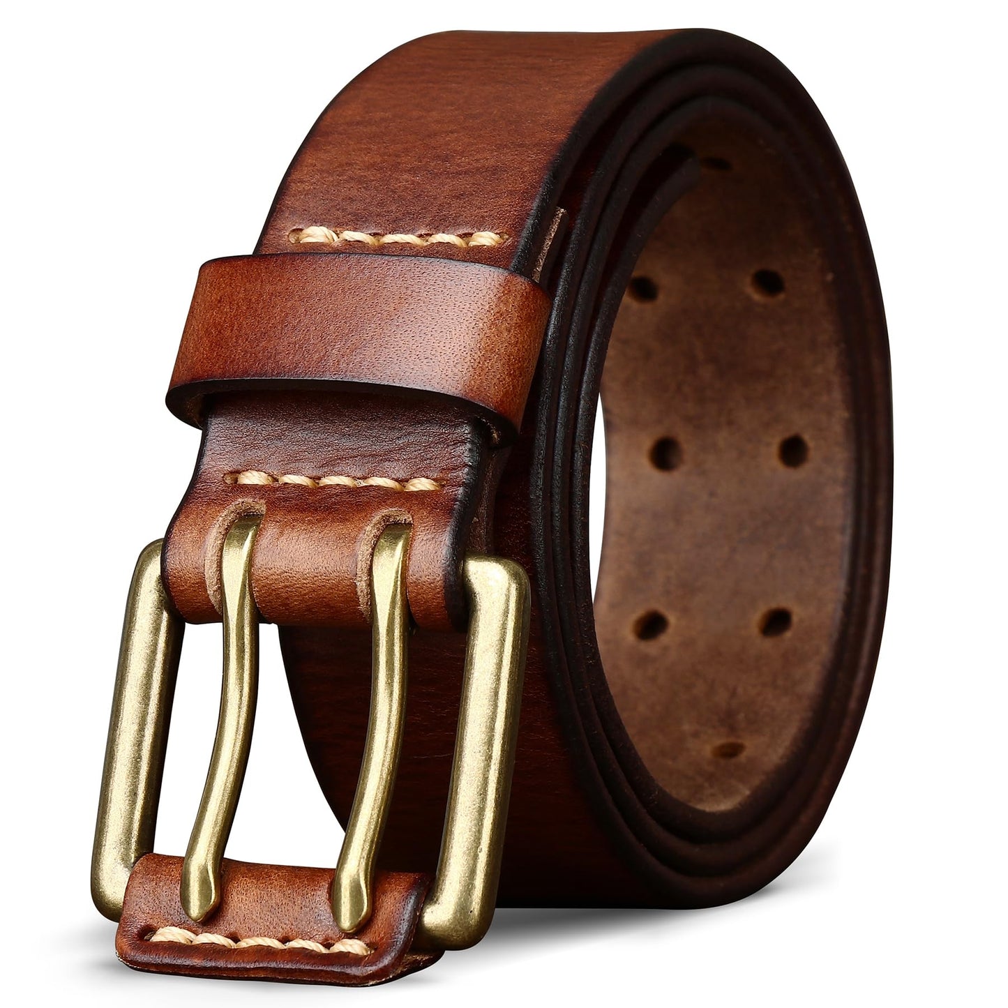 HOTThicken Full Grain Leather Mens Belt Heavy Duty Mens Work Belt Mens Belt High Hardness Buckle Packed In Gift Box