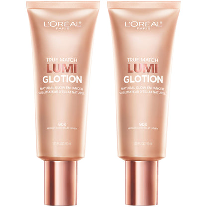 HOTL'Oreal Paris Makeup True Match Lumi Glotion, Natural Glow Enhancer, Illuminator Highlighter, Bronzing Drops For a Sun-Kissed Glow, 903 Medium