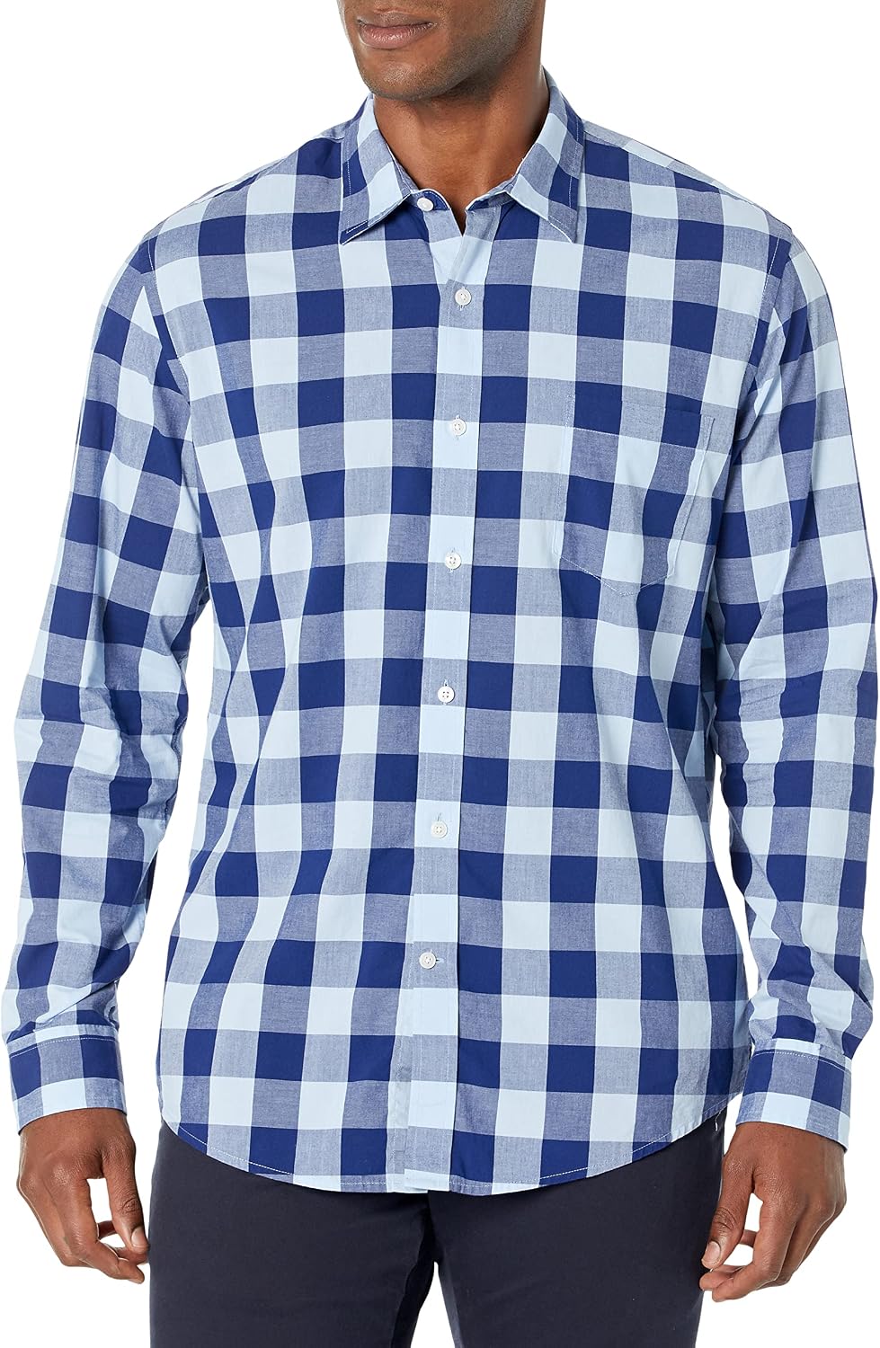 HOTAmazon Essentials Men's Regular-Fit Long-Sleeve Casual Poplin Shirt, Button Front, Business Casual, Collared