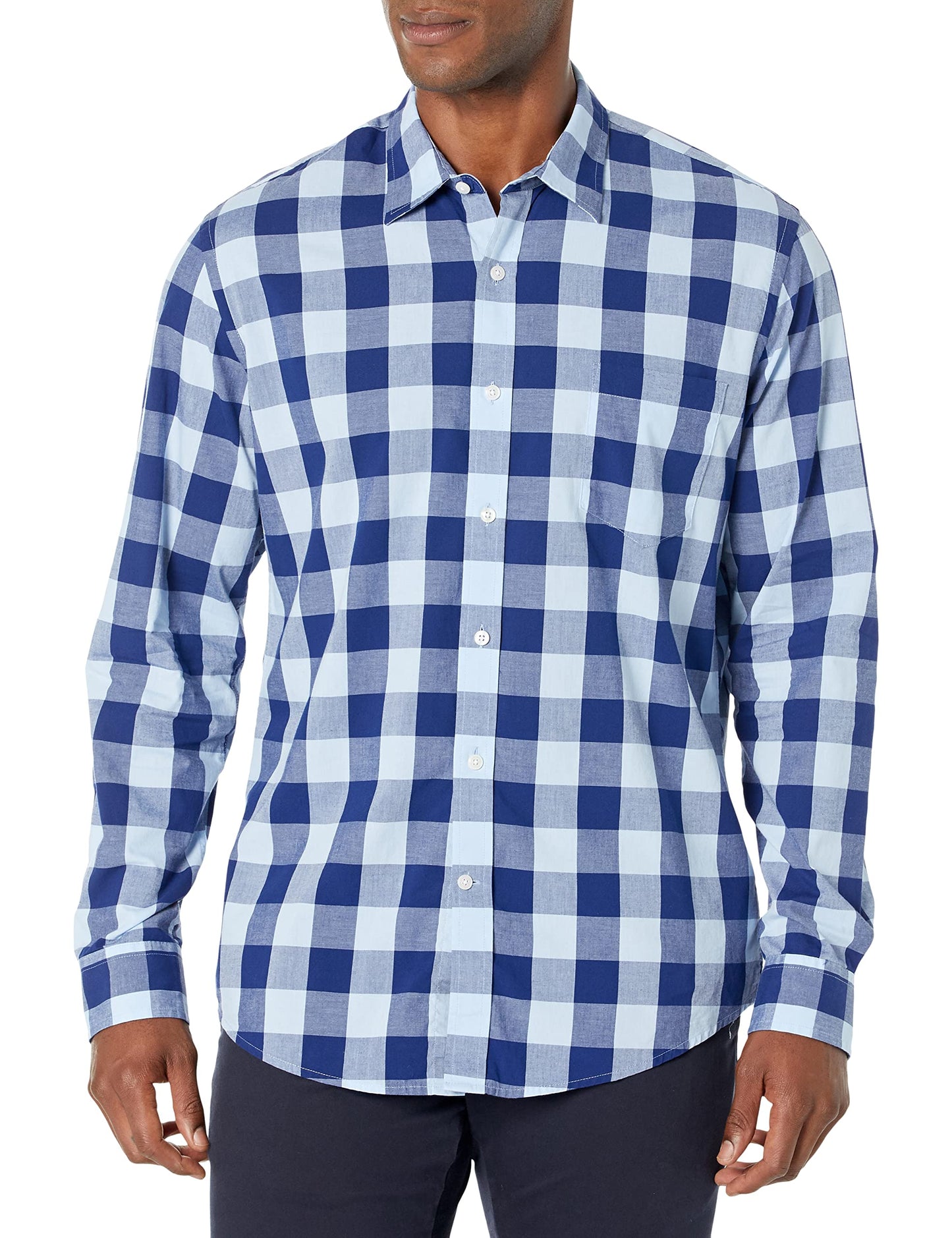 HOTAmazon Essentials Men's Regular-Fit Long-Sleeve Casual Poplin Shirt, Button Front, Business Casual, Collared