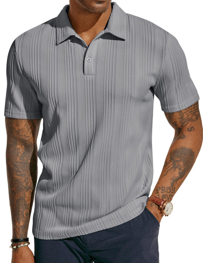 HOTPJ PAUL JONES Mens Polo Shirts Textured Knit Polo Stretchy Regular Fit Collared Golf Shirts