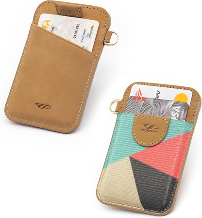 HOTPOCKT Slim Card Holder Wallet + Wrist and Neck Lanyard for Keys Bundle for Women | Cross