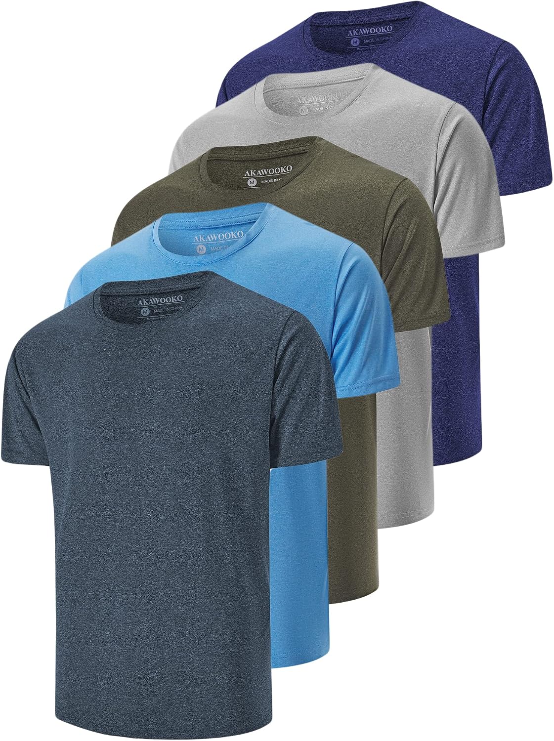 HOT5 Pack Men's Dry Fit T Shirts Athletic Running Gym Workout Short Sleeve Tee Shirts for Men