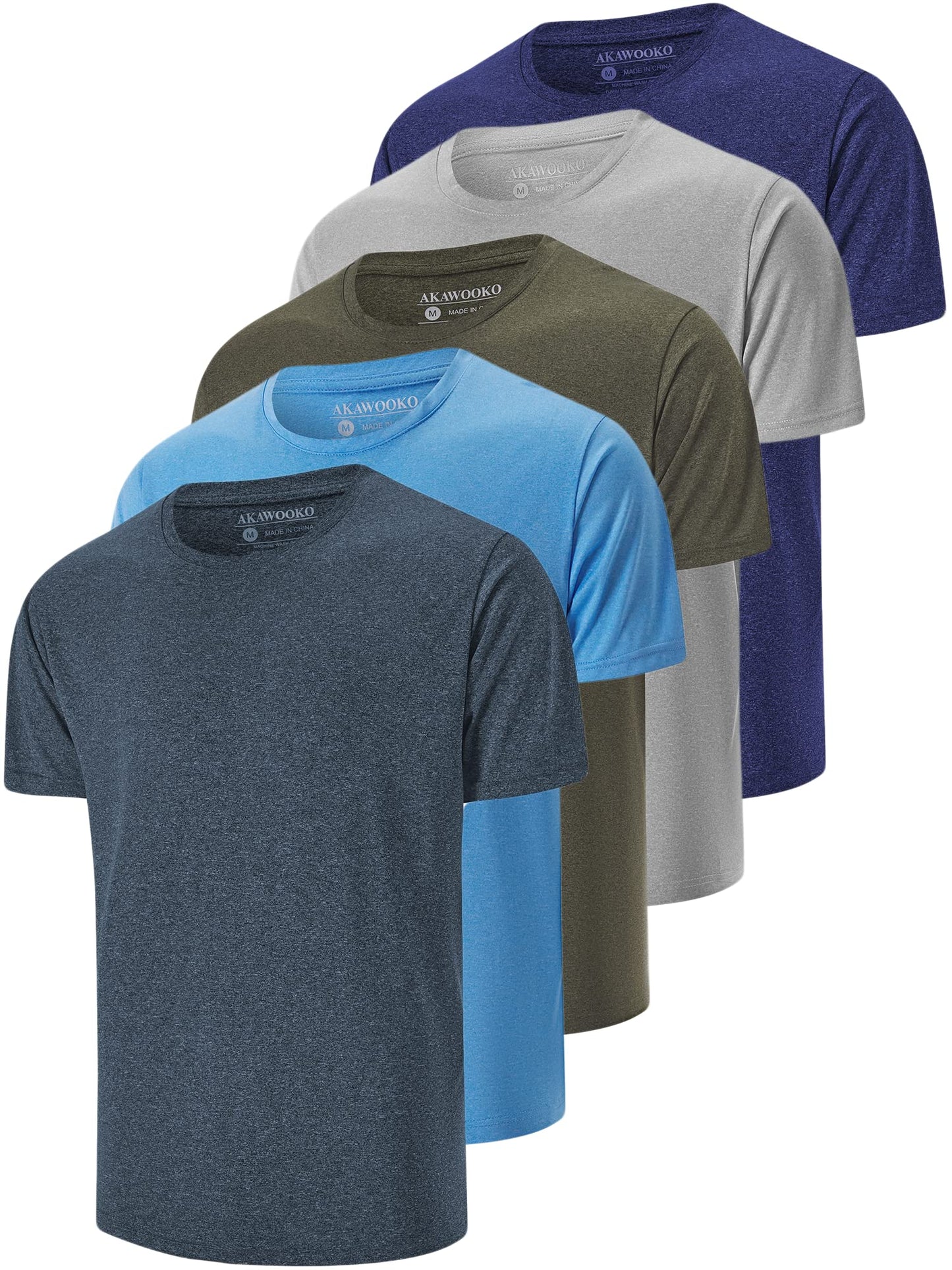 HOT5 Pack Men's Dry Fit T Shirts Athletic Running Gym Workout Short Sleeve Tee Shirts for Men